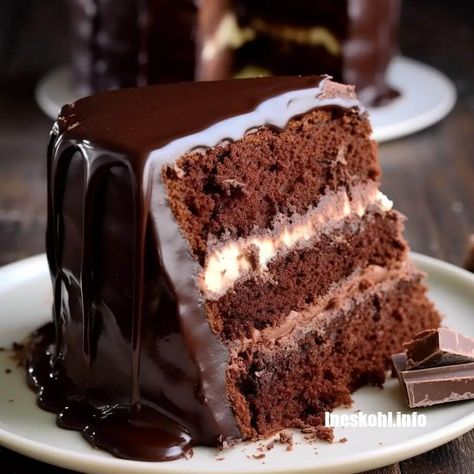 Swiss Chocolate Cake Recipe, Swiss Chocolate Cake, Ineskohl Kitchen, Gooey Desserts, Apple Fritters Recipe, Coconut Glaze, Easy Tasty Recipes, Chocolate Lovers Cake, Swiss Cake