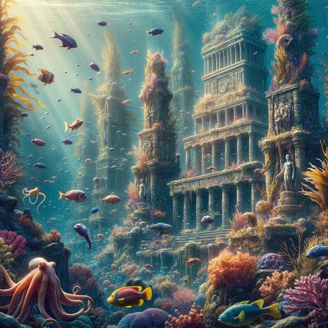 The Ocean Underwater, Underwater Palace, Places Background, In The Pale Moonlight, Ocean Underwater, Underwater City, Stories Quotes, Undersea World, Fantasy Kingdom