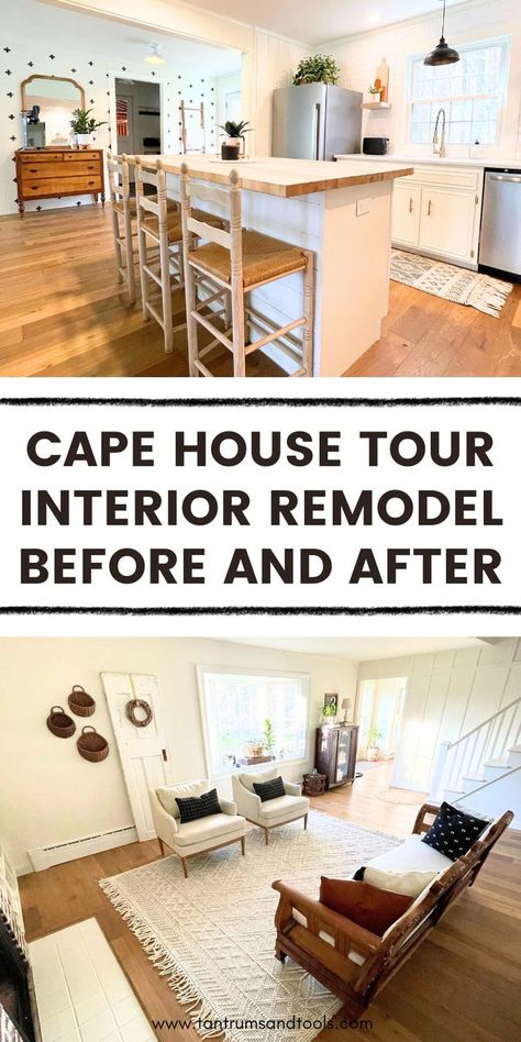 outdated house before and after home improvements Cape Cod Kitchen Remodel, Cheap And Easy Home Improvements, House Remodeling Ideas, Small House Renovation, Open Concept Dining Room, Complete Kitchen Remodel, Home Remodel Before And After, Easy Home Improvement Projects, Flip House