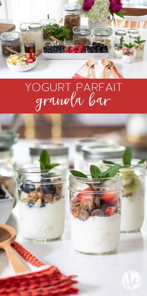 Yogurt Parfait and Granola Bar for Breakfast / Brunch. #yogurt #parfait #granola #granola #breakfastbar #breakfast #brunch #fruit Breakfast Parfait Recipes, Yogurt Parfait Bar, Parfait Bar, Yogurt Parfaits, Best Brunch Recipes, Parfait Breakfast, Favorite Breakfast Recipes, Parfait Recipes, Granola Bar