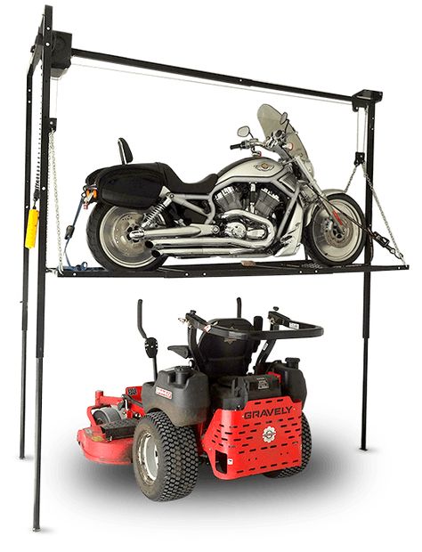 Brock Lift Garage Storage Lift Garage Motorcycle Storage, Riding Mower Storage, Snowmobile Storage, Garage Storage Lift, Motorcycle Storage Garage, Snowmobile Lift, Mower Storage, Motorbike Storage, Hd Fatboy