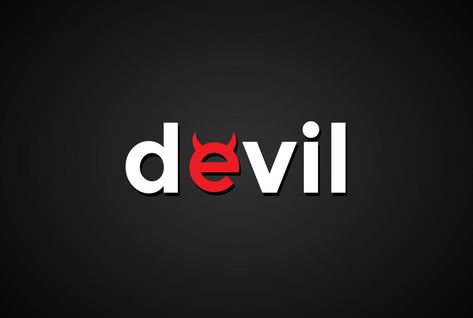 Initial Letter Devil Text Type Word Typography Logo Design Vector Devilish Wallpaper, Devil Logo Design, Bhai Status, Devil Logo, Devil Design, Beast Logo, Word Typography, 15 August Photo, Typography Logo Design