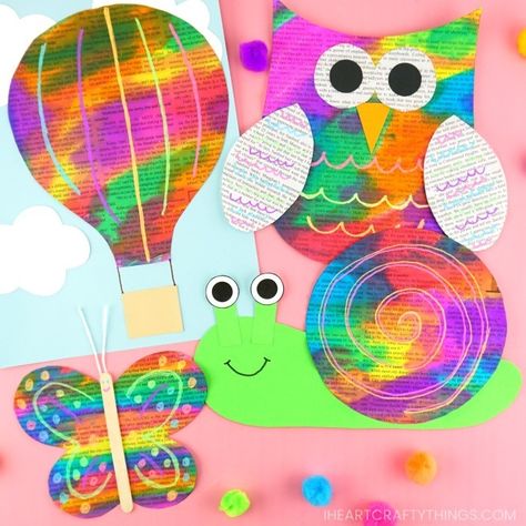 I Heart Crafty Things - Painted Newspaper Crafts for Kids | Facebook Newspaper Crafts Preschool, Newspaper Craft For Preschoolers, Newspaper Animal Crafts, Newspaper Crafts For Kids, Painted Newspaper, Earth Day Newspaper Art, Newspaper Making Activity, April Crafts, Newspaper Crafts