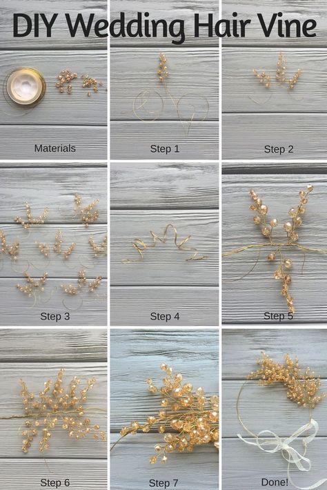 Hair Styles Party, Diy Hair Pieces, Diy Wedding Hair, Wedding Hair Vine, Wedding Headpieces, Flower Hair Pieces, Bead Hair Accessories, Vine Wedding, Bridal Hair Pins