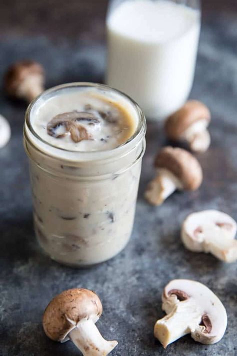 Homemade Condensed Cream of Mushroom Soup Recipe | Culinary Hill Homemade Condensed Cream Of Mushroom, Condensed Cream Of Mushroom Soup, Favorite Casserole Recipes, Jar Recipes, Favorite Casseroles, Condensed Soup, Camping Box, Mushroom Soup Recipes, Cream Of Mushroom Soup