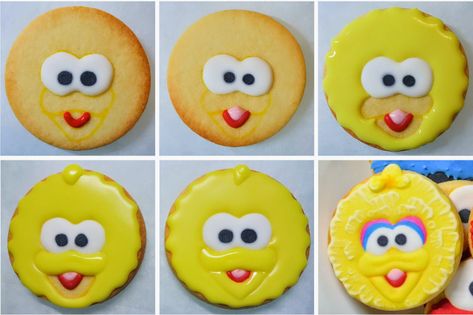 Big Bird Cookies Decorated, Cookie Birthday, Birthday Christmas Party, Bird Cookies, Sesame Street Cookies, Cookies Sugar, Cookie Tutorials, Sesame Street Birthday, Cookie Time