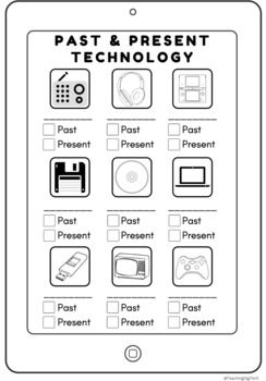 Past and Present Technology Worksheets - Digital Technology Activities Technology Activities For Elementary, Technology Free Activities, Technology Worksheets For Kids, Elementary Technology Lessons, Technology In The Classroom, School Homework, 3rd Grade Social Studies, Elementary Activities, Social Studies Activities