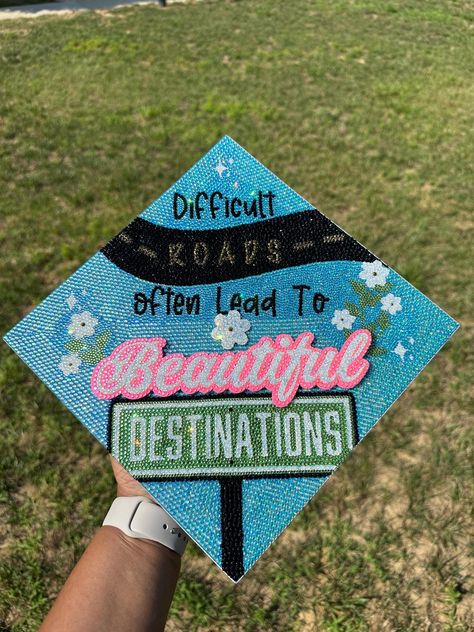 Custom Bling Mortarboard Topper// Custom Rhinestone Graduation Cap// Bling Grad Cap Topper// Custom Bling Grad Cap// Bling Graduation Cap Thank you for your interest in my custom mortarboard designs and congrats on your upcoming graduation  You've earned it - so why not show it off with this beautiful BLINGED OUT graduation cap topper? I can customize a graduation topper with scripture, quotes, saying or different color scheme. The listing is for just the grad topper. Each rhinestone is hand pla High School Graduation Cap Designs Future Nurse, Graduation Cap Designs Legally Blonde, Ba Graduation Cap Ideas, Aba Cap Decoration, Remembrance Graduation Cap, 8th Grade Cap Ideas, Princess Diaries Graduation Cap, Bedazzled Graduation Caps Rhinestones, Aba Graduation Cap