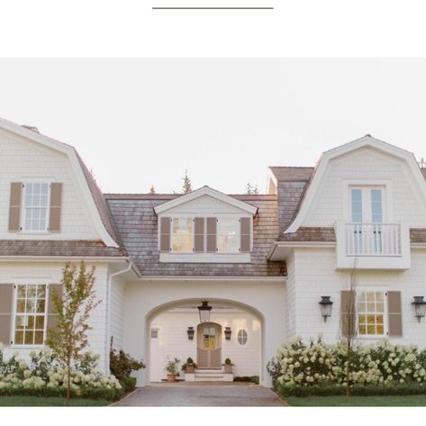 Instagram Monica Hibbs Home Exterior, Monica Hibbs Home, Coastal Colonial Exterior, White Colonial House Exterior, Monica Hibbs, Dutch Colonial Exterior, Modern Colonial House, Preppy House, Monika Hibbs