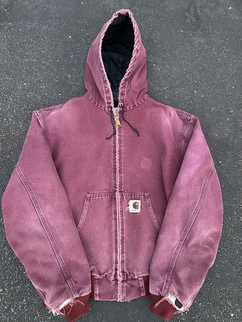 Vintage vintage 90s 'Wine' Carhartt jacket | Grailed Purple Carhartt Jacket, Cathartic Jacket, Carhartt Jacket Aesthetic, Vintage Carhartt Jacket Outfit, Pink Carhartt Jacket, Carhartt Jacket Outfit, Vintage Carhartt Jacket, Carhartt Vintage, Carhartt Jacket