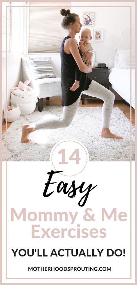 Try out these 14 easy mommy and me exercises you'll actually want to do. If you're looking for a simple workout routine you can do at home with your child, this is the plan for you. #workout #mommyandme #exercises #mombod Mommy And Me Workouts, Post Baby Workout, Simple Workout Routine, Postpartum Workouts, Postpartum Workout, Pregnancy Exercise, Post Pregnancy Workout, Postpartum Fitness, Pregnancy Workouts