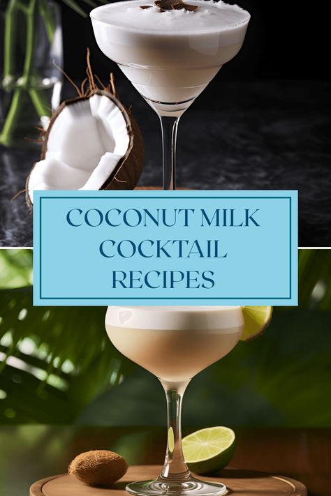 Indulge in creamy and tropical coconut milk cocktails like Coconut Cooler, Pink Cadillac, Whitecap, Coconut Mojito, and Kava Bliss. Discover unique flavors with rich, indulgent taste and a hint of sweetness in every sip. Coconut Milk Mocktail, Cocktail Recipes Coconut, Coconut Milk Cocktail Recipes, Cocktails With Coconut Milk, Coconut Cocktail Recipes, Drinks With Coconut Milk, Coconut Milk Drinks, Coconut Vodka Drinks, Coconut Milk Cocktail