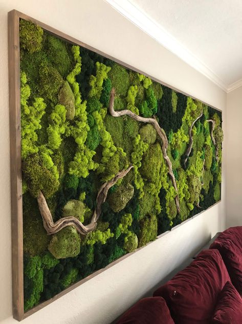 Mos Wand, Living Wall Indoor, Green Wall Design, Garden Wall Designs, Indoor Plant Wall, Moss Decor, Hanging Plant Wall, Plants Wall, Moss Wall Art