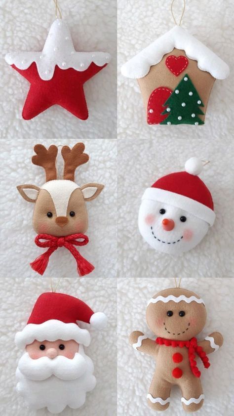 Moldes para navidad en fieltro: Plantillas para imprimir Diy Felt Christmas Ornaments, Felt Crafts Christmas, Felt Christmas Decorations, Handmade Christmas Crafts, Christmas Felt, Christmas Ornament Pattern, Crochet Christmas Ornaments, Handmade Christmas Decorations, Holiday Crafts Christmas