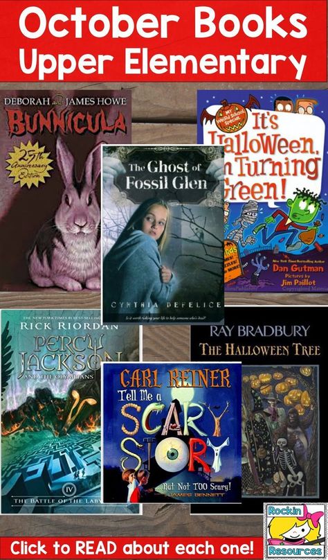 These favorite October books are engaging for upper elementary students!  Click to find a summary review, grade level, and my thoughts about each one!  Great for read alouds, book clubs, and whole group! October Read Alouds, October Reads, Halloween Read Alouds, October Books, Elementary Books, Fall Reading, Language Arts Elementary, 4th Grade Reading, Read Alouds