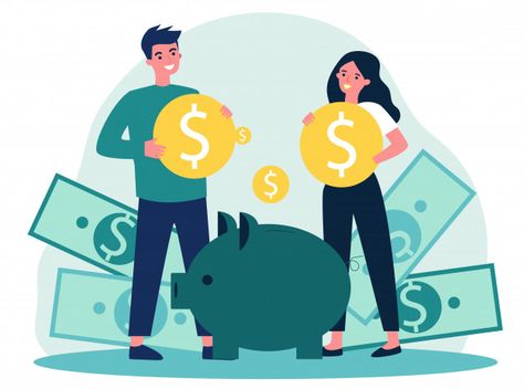 Young family investing money for future ... | Premium Vector #Freepik #vector #house Pink Piggy Bank, Large Piggy Bank, Money Icons, Mobile Banking, Young Family, Business Investment, Creative Icon, Cartoon Icons, Investing Money