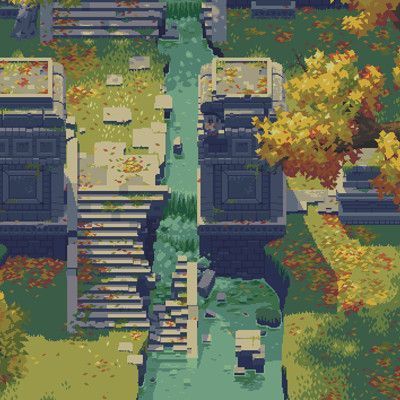 Autumn River, Pixel Art Landscape, Kare Kare, Indie Game Art, Pixel Art Background, Pixel Animation, Pixel Art Tutorial, Arte 8 Bits, 8bit Art