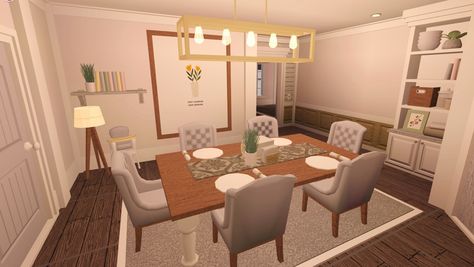 Club Roblox Dining Room, Dining Room In Bloxburg, 3x4 Dining Room Bloxburg, Cute Bloxburg Dining Room, Bloxburg Dinging Room Ideas, Dining Room Idea Bloxburg, Blocksburg Dining Room Ideas, Dining Table Bloxburg Ideas, Dining Ideas Bloxburg