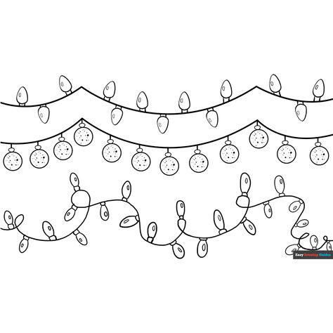 Free Christmas Lights Coloring Page for Kids Christmas Guided Drawing, Christmas Lights Coloring Page, Christmas Light Coloring Page, Free Printable Coloring Sheets, Christmas Guide, Coloring Sheets For Kids, Printable Coloring Sheets, Coloring Tutorial, Drawing Tutorial Easy