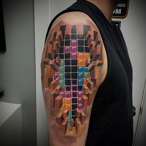 Tetris under the skin by Darren Brown at Blood Moon Tattoos in Kenvil NJ #tattoos #tattoo #beauty Tetris Tattoo, Prison Tattoos, R Tattoo, Blood Moon, Tattoo Photos, Moon Tattoo, Best Artist, Flash Tattoo, The Magicians