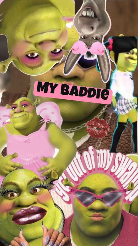 Not my art just did the collage Slay Baddie, Shrek Funny, Slay Queen, Beach Bedroom, Brain Rot, Shrek, Just For Laughs, Just For Laughs Videos, Christmas Wishlist