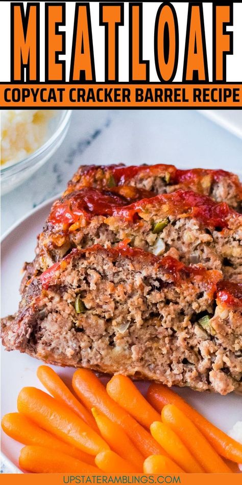 Get the delicious taste of homestyle cooking with this mouth-watering copycat Cracker Barrel Meatloaf recipe. Perfectly seasoned and cooked to perfection, it will give you restaurant style flavor without leaving your house. No one can resist the classic taste of a homemade meatloaf. Copycat Cracker Barrel Meatloaf, Meatloaf Recipe With Crackers, Cracker Barrel Meatloaf Recipe, Cracker Barrel Copycat Recipes, Copycat Cracker Barrel, Cracker Barrel Recipes, Cracker Barrel Meatloaf, Homemade Meatloaf, Classic Meatloaf Recipe