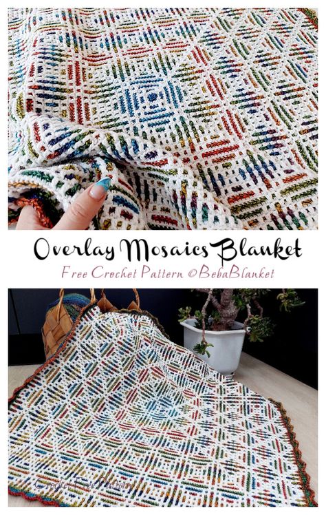 Overlay Mosaics Blanket Crochet Free Pattern Tunisian Crochet Free, Outfits Alt, Alt Summer, Outfits Amazon, Aesthetic 2024, Crochet Afghan Patterns Free, Crochet Bedspread Pattern, Mosaic Crochet, Crochet Blanket Afghan