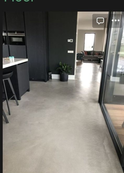 Concrete Floor Black Walls, Concreat Floor House, House With Concrete Floors, Cement Floor Colors, Concrete Floor Bedroom Ideas, Cement Floor Ideas Living Room, Concrete Floor House, Dark Concrete Floors, Burnished Concrete Floor