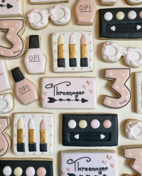 Threenager Cookie Ideas, 3nager Birthday Party, Threenager Cookies, Threenage Dream Party Ideas, Three-nager Birthday Party, Third Birthday Girl Theme, Girls Third Birthday Party Ideas, Threenager Birthday Party Ideas, Third Birthday Girl Theme Ideas