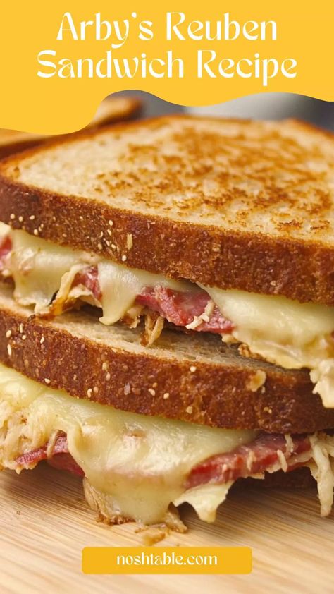 Arby’s Reuben Sandwich Recipe – Nosh Table Copycat Arby’s Sandwiches, Oven Reuben Sandwich, Arby’s Sandwich, Loaded Potato Bites, Arby’s Roast Beef Sandwiches At Home, Tender Corned Beef, Corn Beef Reuben Sandwich, Reuben Sandwich Recipe, Cooking Corned Beef