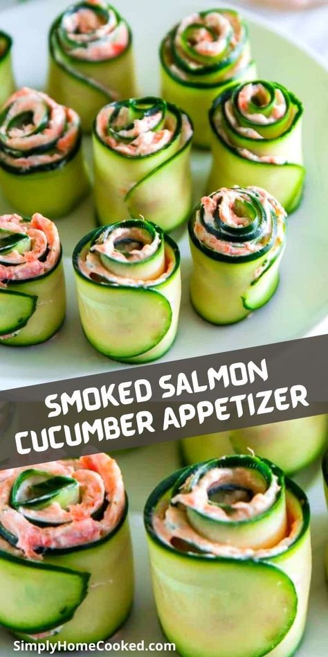 Cucumber Ribbons, Cucumber Salmon, Smoked Salmon Cucumber, Salmon Appetizer Recipes, Salmon Rolls, Salmon Cucumber, Cucumber Appetizers, Smoked Salmon Appetizer, Tasty Appetizers