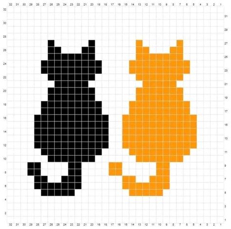 Crochet Tapestry Pattern, Cat Pattern Crochet, Tapestry Pattern, Graph Crochet, Tiny Cross Stitch, Colorwork Knitting, Pattern Cat, Pixel Crochet, Pixel Art Grid