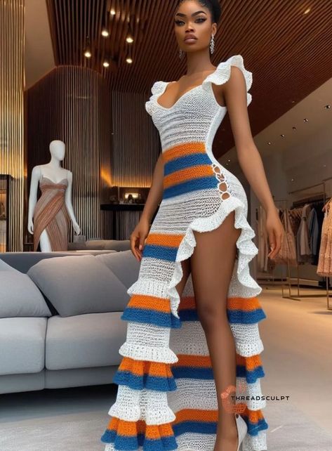 Crochet Halter Dress, Crochet Outfits, White Crochet Dress, Crochet Summer Dresses, Summer Dress Patterns, African Fashion Skirts, Crochet Swimwear, Crochet Dresses, Crochet Fashion Patterns