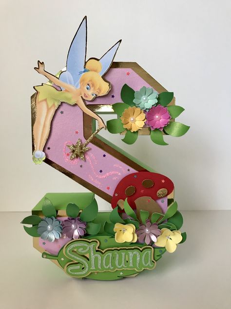 3d Letter Decoration Ideas, 3 D Letters Cricut, 3d Letters Cricut Template, 3d Cardstock Letters, Tinker Bell Party, Moana 3d Letters, Tinkerbell Cake Topper, 3d Letters Diy, Letter Standee