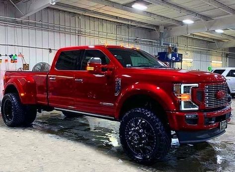 Red Ford Truck, Diesel Pickup Trucks, Ford Super Duty Trucks, Big Ford Trucks, Diesel Trucks Ford, Ford Diesel, Trucks Lifted Diesel, Trucks Ford, Dually Trucks