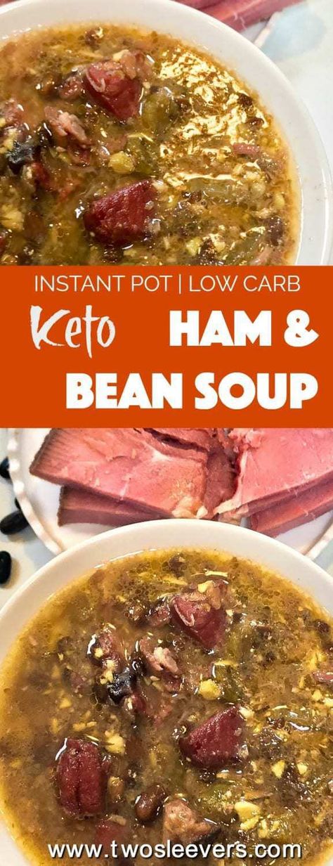 Instant Pot | Pressure Cooker| No need to miss beans on a Keto Low carb diet! These use a secret, low carb bean that tastes fantastic! This low carb ham and bean soup tastes just like the real thing. Keto Ham Soup Low Carb, Keto Ham And Bean Soup Recipes, Keto Bean Soup Recipes, Ham Bone Keto Recipes, Keto Ham And Bean Soup, Keto Bean Soup, Low Carb Ham Soup Recipes, Keto Ham Bone Soup Recipes, Keto Ham Soup Recipes