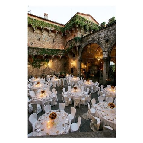 Italy Castle Wedding ❤ liked on Polyvore featuring wedding Tuscan Courtyard, Castle Reception, Brian Mcfadden, Vogue Williams, Courtyard Wedding, Castle Wedding Venue, Tuscan Wedding, Portugal Wedding, Venue Decor