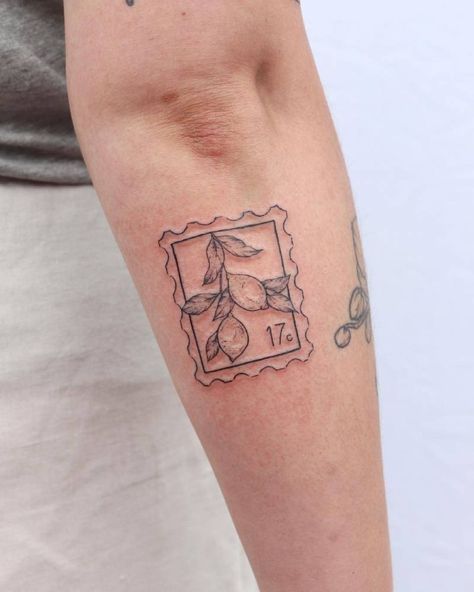 Post Stamp Tattoo, Postage Stamp Tattoo, Italy Tattoo, Stamp Tattoo, Cactus Tattoo, Ancient Tattoo, Post Stamp, Little Tattoos, Simplistic Tattoos