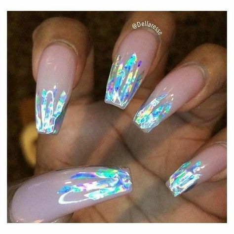 Coffin Nails. Angel Paper Nails. Nude Pink Nails. Acrylic Nails. Gel Nails. Nails Design With Glitter, Crome Nails Design, Nails Acrylic Chrome, Nails Acrylic Square, Glitter Acrylic Nails, Shattered Glass Nails, Glass Nails Art, Birthday Things, Designer Nails