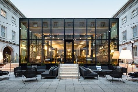 Glass Box in DC | Bittiker Architecture; Photo: Mark Wickens | Archinect Restaurant Remodel, Restaurant Facade, Box Architecture, Bar Restaurant Design, Glass Restaurant, Glass Building, Cafe Shop Design, Restaurant Architecture, Glass Walls