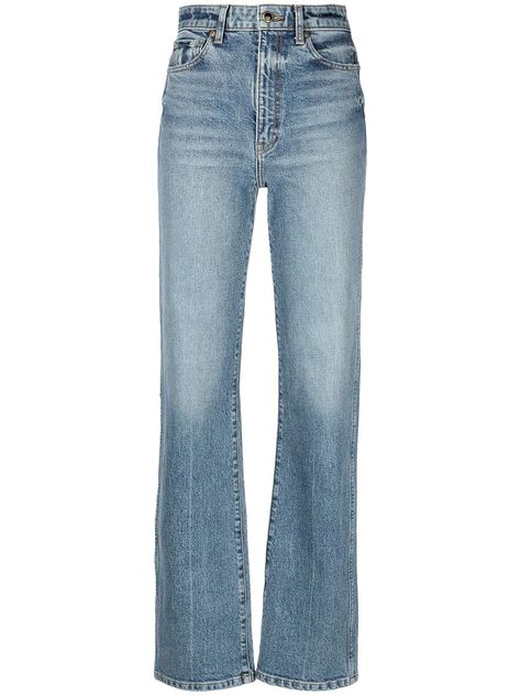 Shop KHAITE The Danielle jeans with Express Delivery - FARFETCH Khaite Clothes, Khaite Danielle Jeans, Jeans Png, Khaite Jeans, High Rise Straight Jeans, Straight Fit Jeans, Casual Elegance, High Rise Jeans, High Jeans