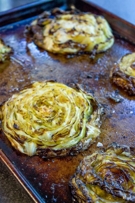 Crispy Roasted Cabbage Steaks Boil Cabbage, Cabbage Ideas, Cabbage Steaks Recipe, Roasted Cabbage Steaks, Boiled Cabbage, Cabbage Steaks, Griddle Recipes, Roasted Cabbage, Roast Dinner