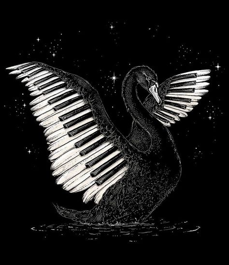 Swan Tattoo, Swan Art, Swans Art, Piano Art, Animal Illustration Art, Portfolio Ideas, Piano Keyboard, Music Tattoo, Piano Keys