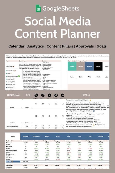 #Social_Media_Content_Calendar_Template #2023_Social_Media #Social_Media_Planner_Template #Content_Calendar_Template Social Media Planner Template, Social Media Organization, Social Media Strategy Template, Content Calendar Template, Free Planner Templates, Social Media Content Planner, Types Of Social Media, Marketing Planner, Social Media Content Calendar