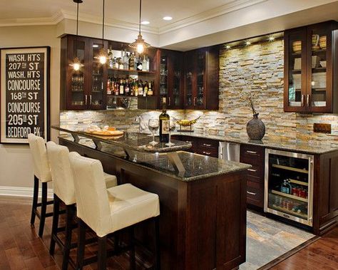 Traditional Basement Small Basement Remodeling Ideas Design, Pictures, Remodel, Decor and Ideas - page 5 Bar Renovation, Small Basement Remodeling, Glass Door Refrigerator, Basement Bar Design, Bar In Casa, Basement Bar Designs, Cozy Basement, Basement Kitchen, Bar Designs