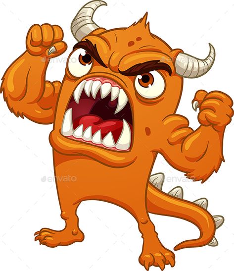 Orange cartoon monster yelling. Vector clip art illustration with simple gradients. All in a single layer. EPS10 file included. Orange Cartoon, Monster Clipart, Monster Cartoon, Funny Monsters, Monster Illustration, Scary Monsters, Cartoon Monsters, Monster Mash, Cute Monsters