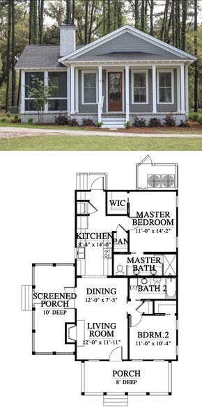 Small House Plans With Screened Porch, 2 Bed 1.5 Bath House Plans, 2 Bed 2 Bath Farmhouse Plans, 2 Bed 2 Bath Tiny House Floor Plans, Cottage Plans With Screened In Porch, 2 Bed 2 Bath House Plans Cottage, House Plans For Small Houses, Floor Plan With Screened In Porch, Guest Cottage Plans 2 Bedroom