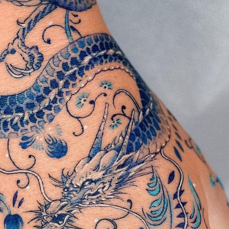 Blue Chinese Dragon Tattoo, Porcelain Pattern Tattoo, Porcelain China Tattoo, Chinese Porcelain Pattern Tattoo, China Porcelain Tattoo, Blue China Patterns Tattoo, China Blue Tattoo, Porcelain Blue Tattoo, Porcelain Tattoo Blue