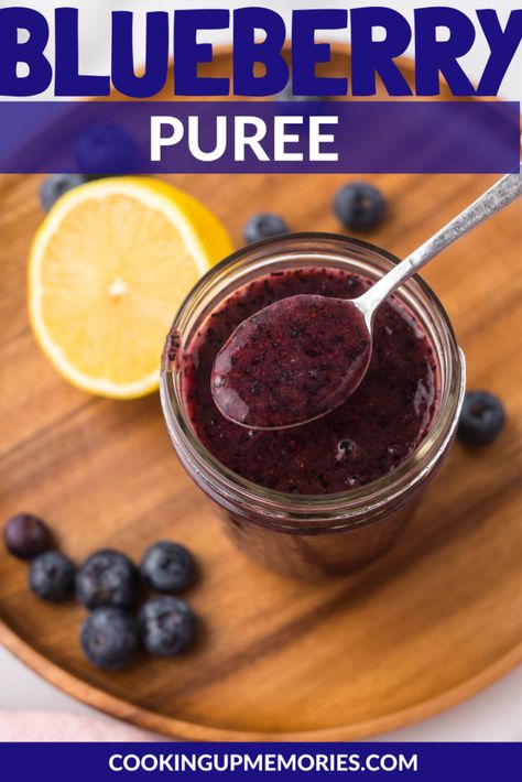 Indulge in the essence of summer with this delicious Blueberry Puree! Made from plump, sun-ripened blueberries, this velvety smooth puree is a burst of natural sweetness and rich antioxidants. Elevate your culinary creations and libations by adding this vibrant ingredient to smoothies, cocktails, desserts, and more. Blueberry Puree Recipe, Blueberry Puree, Cranberry Simple Syrup, Strawberry Simple Syrup, Blueberry Lemonade, Organic Blueberries, Blueberry Fruit, Easy Blueberry, Strawberry Puree