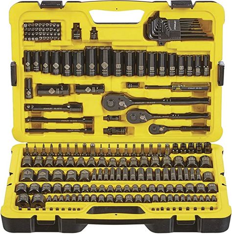 Stanley Tools, Mechanics Tool Set, Socket Wrench Set, Brake Repair, Mechanic Tools, Garage Tools, Socket Wrenches, Car Tools, Black Chrome